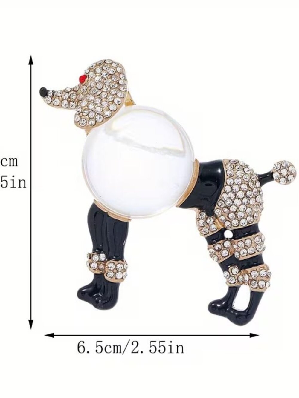 *NEW* MASSIVE CRYSTAL JELLY BELLY POODLE SHOW DOG W/ CRYSTAL LARGE PIN M